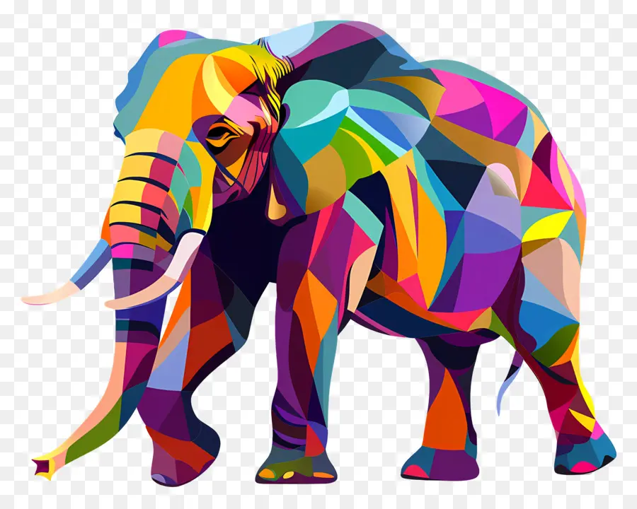 L'éléphant，Coloré PNG