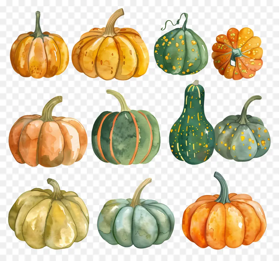 Citrouilles，Aquarelle PNG