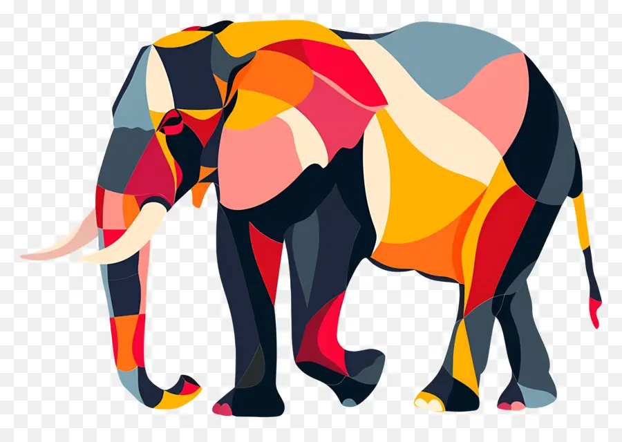 L'éléphant，Coloré PNG