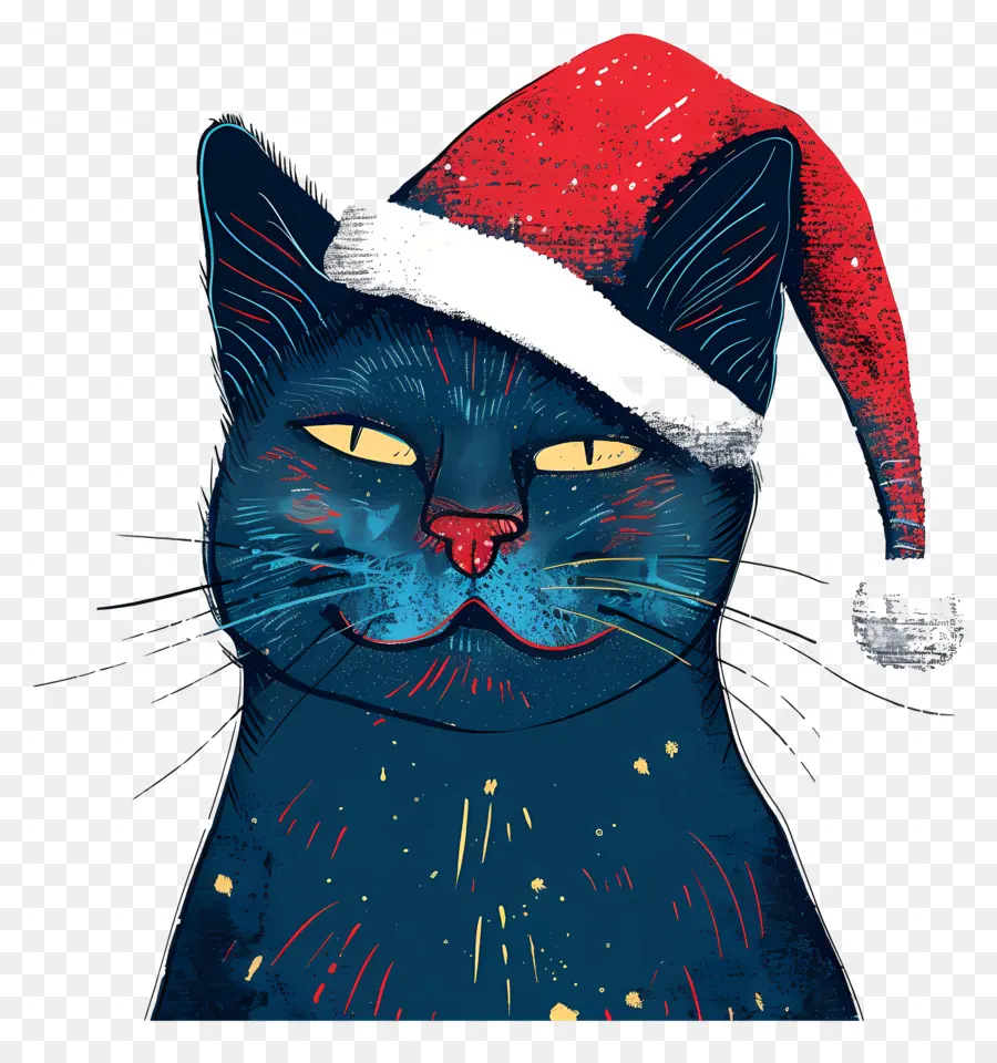 Chat De Noël，Chat Bleu PNG