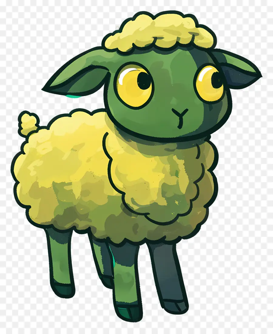 Les Moutons De Dessin Animé，Vert Fourrure PNG