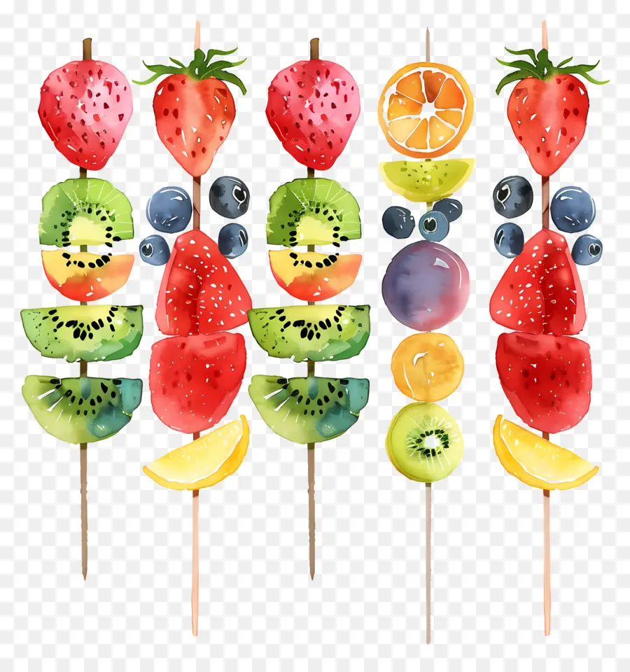 Brochettes De Fruits，Plateau De Fruits De PNG