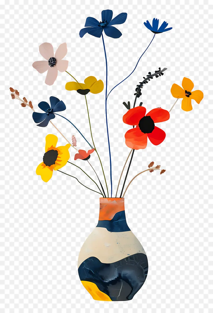 Fleurs Dans Un Vase，L'art Abstrait PNG