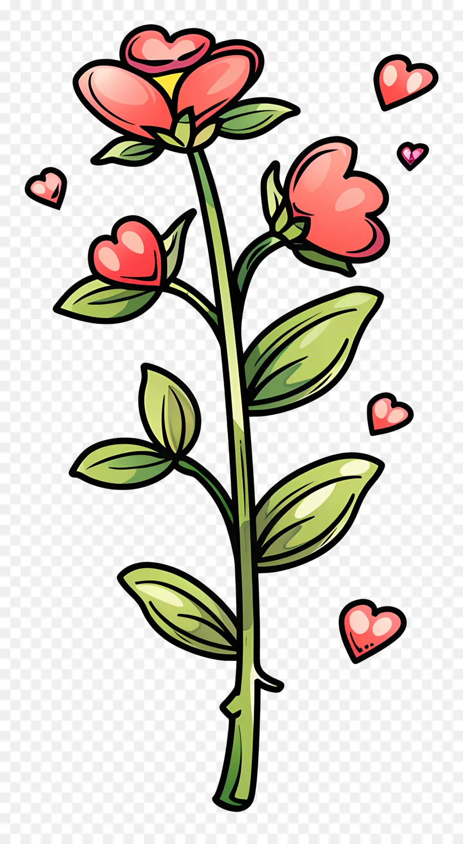 Tige De Fleur，Rose Rouge PNG