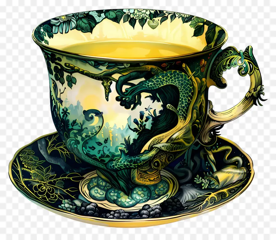 Tasse à Thé，Tasse De Thé Dragon PNG