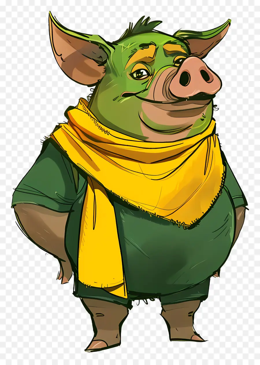 Bande Dessinée De Porc，T Shirt Vert PNG