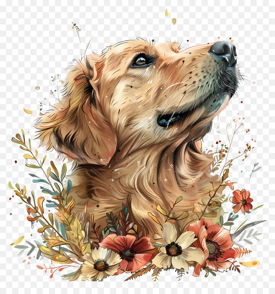 Le Chien Aime La Nature，Golden Retriever PNG