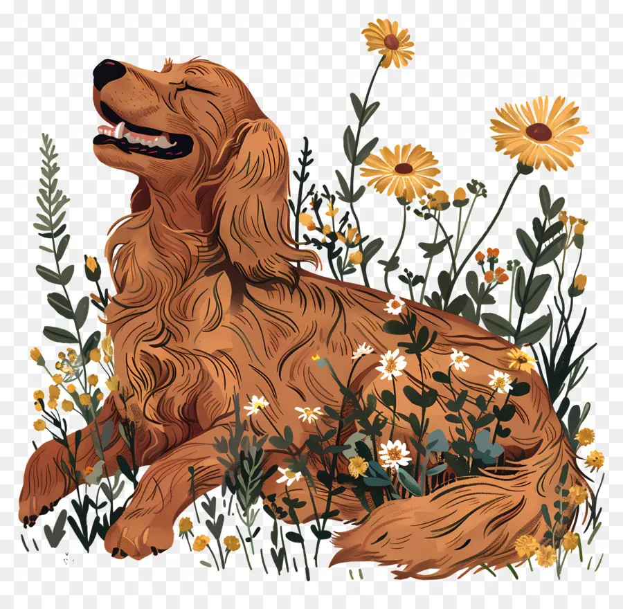 Le Chien Aime La Nature，Golden Retriever PNG