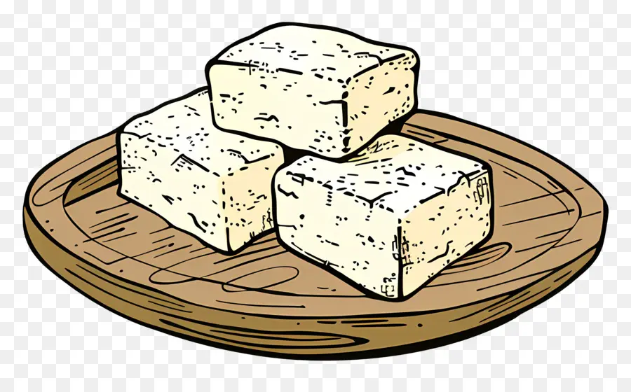 Fromage Feta，Une Plaque De Bois PNG