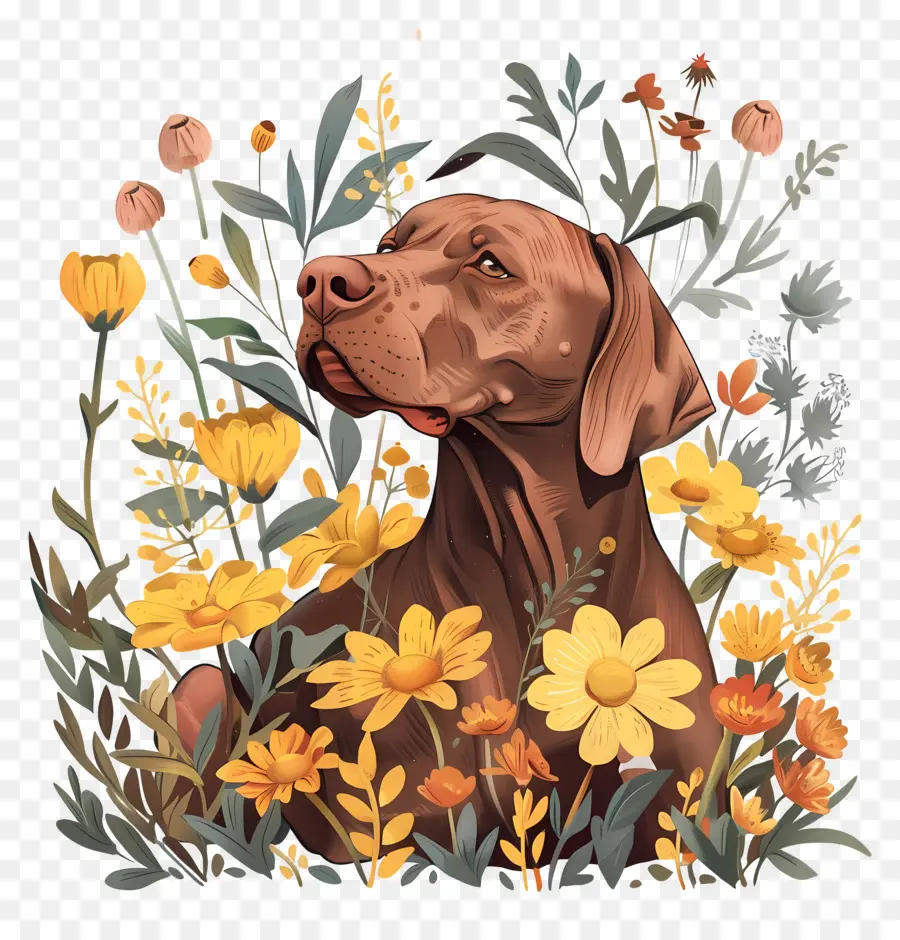 Le Chien Aime La Nature，Brun Chien PNG