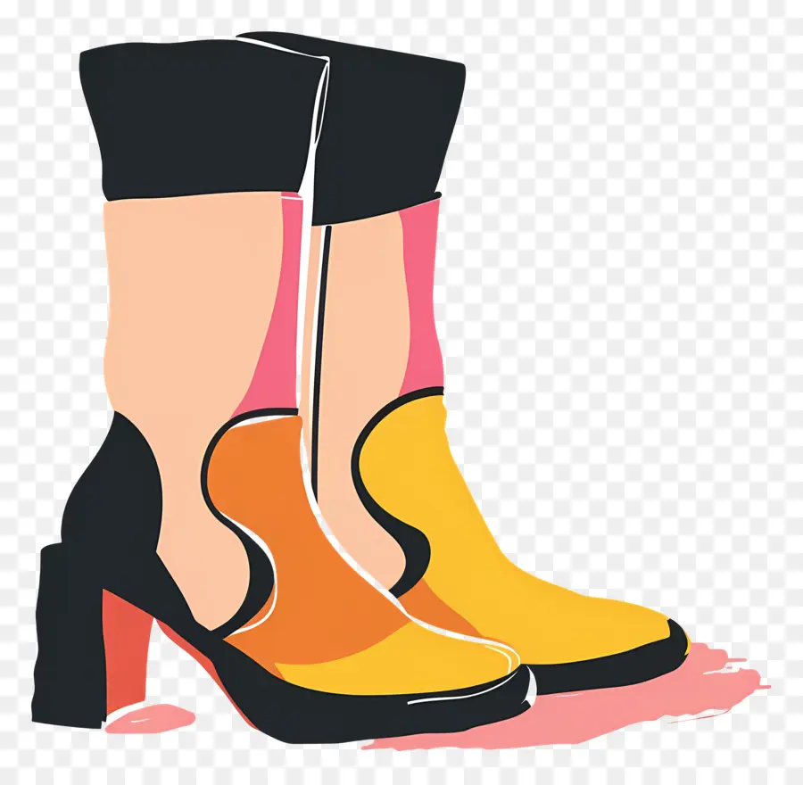 La Mode Des Bottes，Bottes Orange Et Jaune PNG