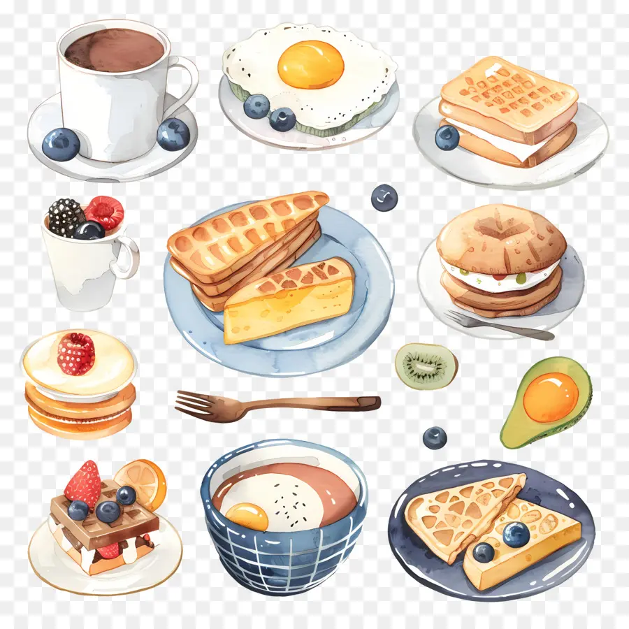 Le Petit Déjeuner，Aquarelle PNG