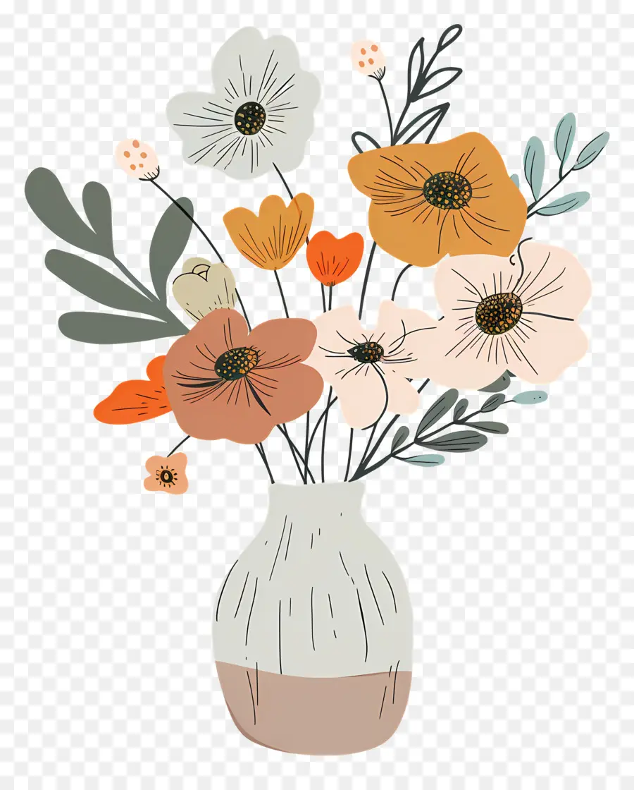 Fleurs Dans Un Vase，Fleurs Colorées PNG