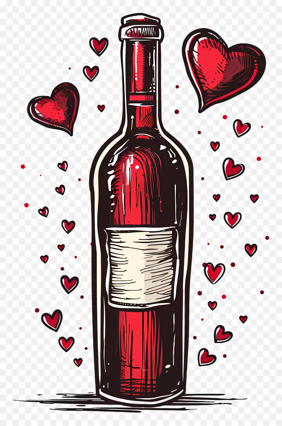 Bouteille De Vin，Le Jour De Valentines PNG