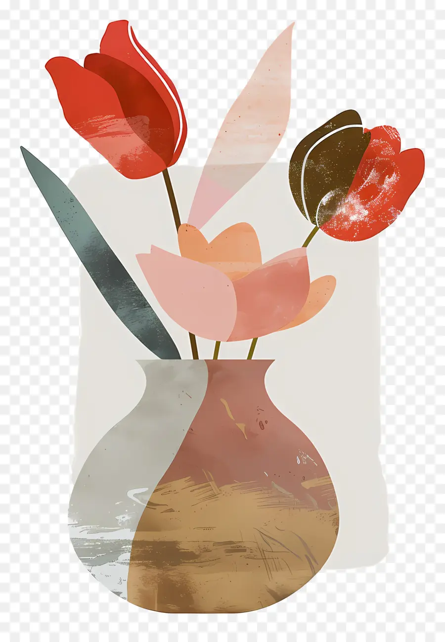 Fleurs Dans Un Vase，Vase Tulipe PNG