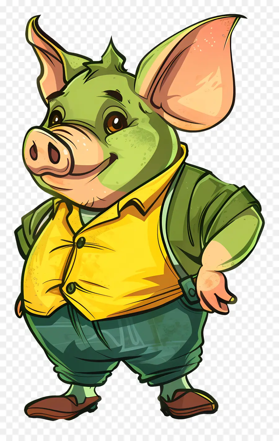 Bande Dessinée De Porc，T Shirt Vert PNG