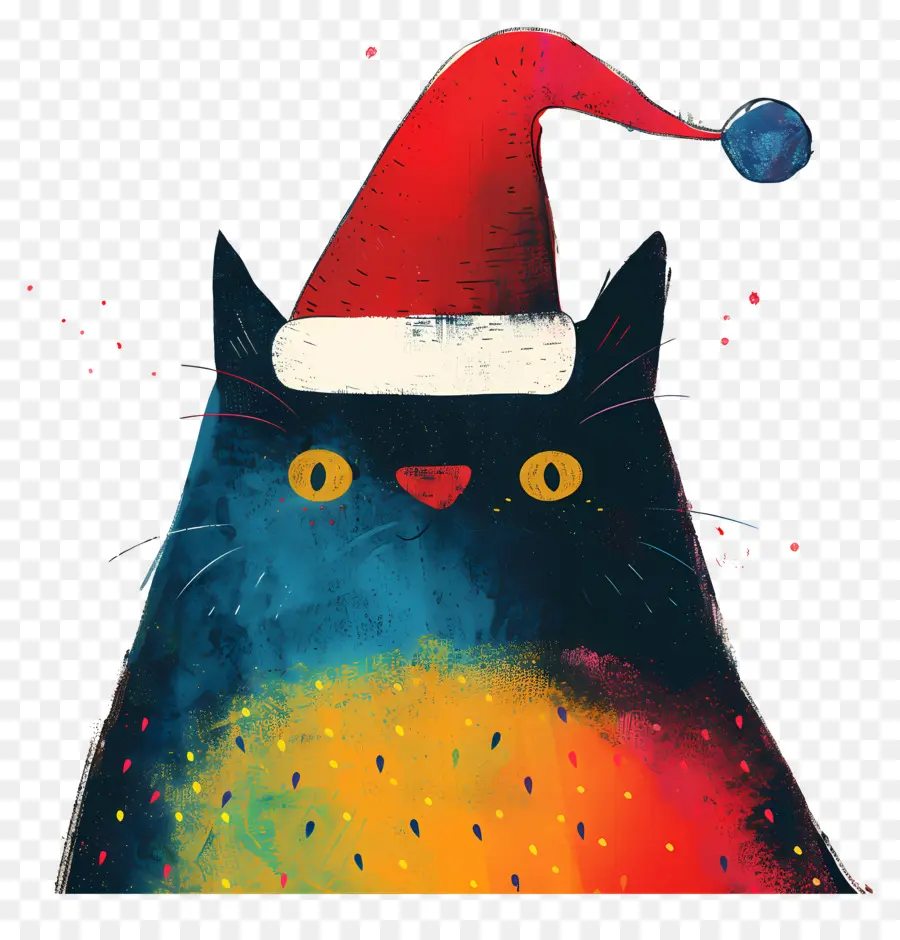 Chat De Noël，Chapeau De Santa PNG