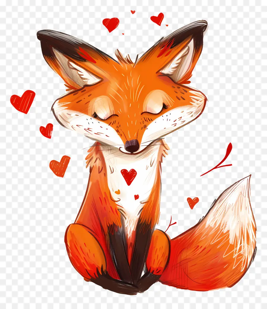 Fox Dans L'amour，Dessin Animé De La Fox PNG