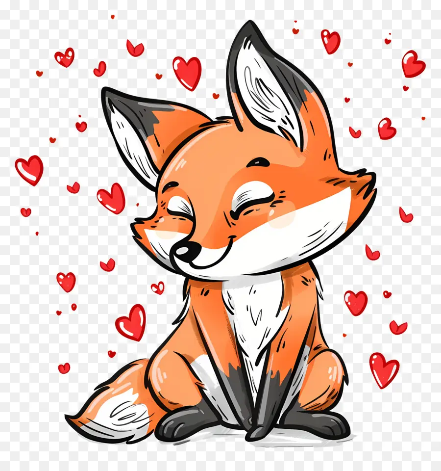 Fox Dans L'amour，Dessin Animé De La Fox PNG