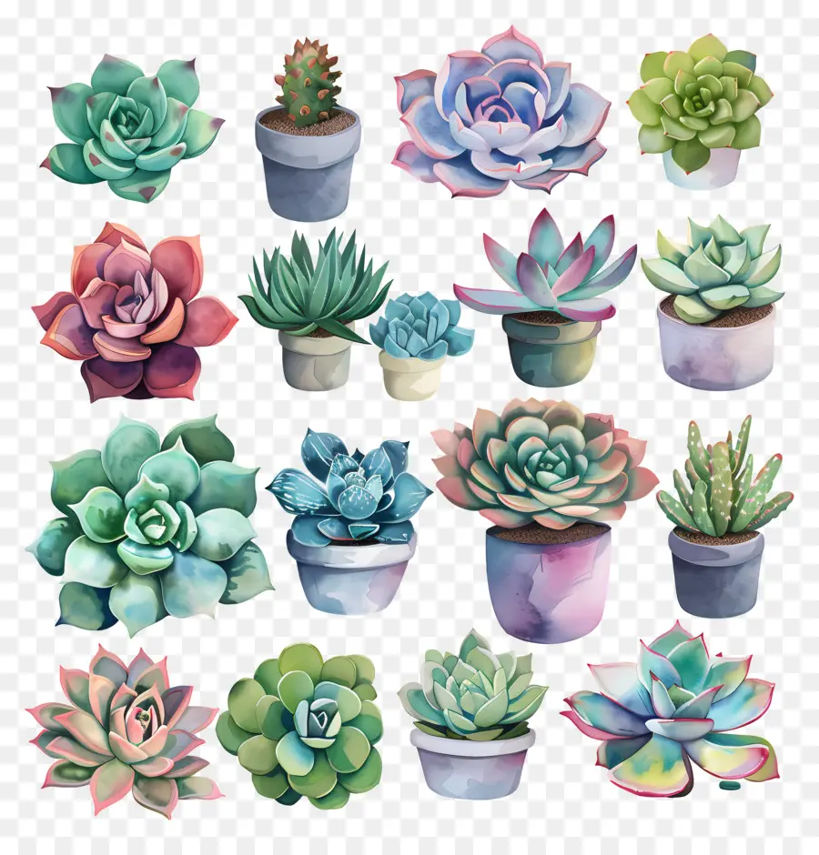 Plantes Succulentes，Pots PNG