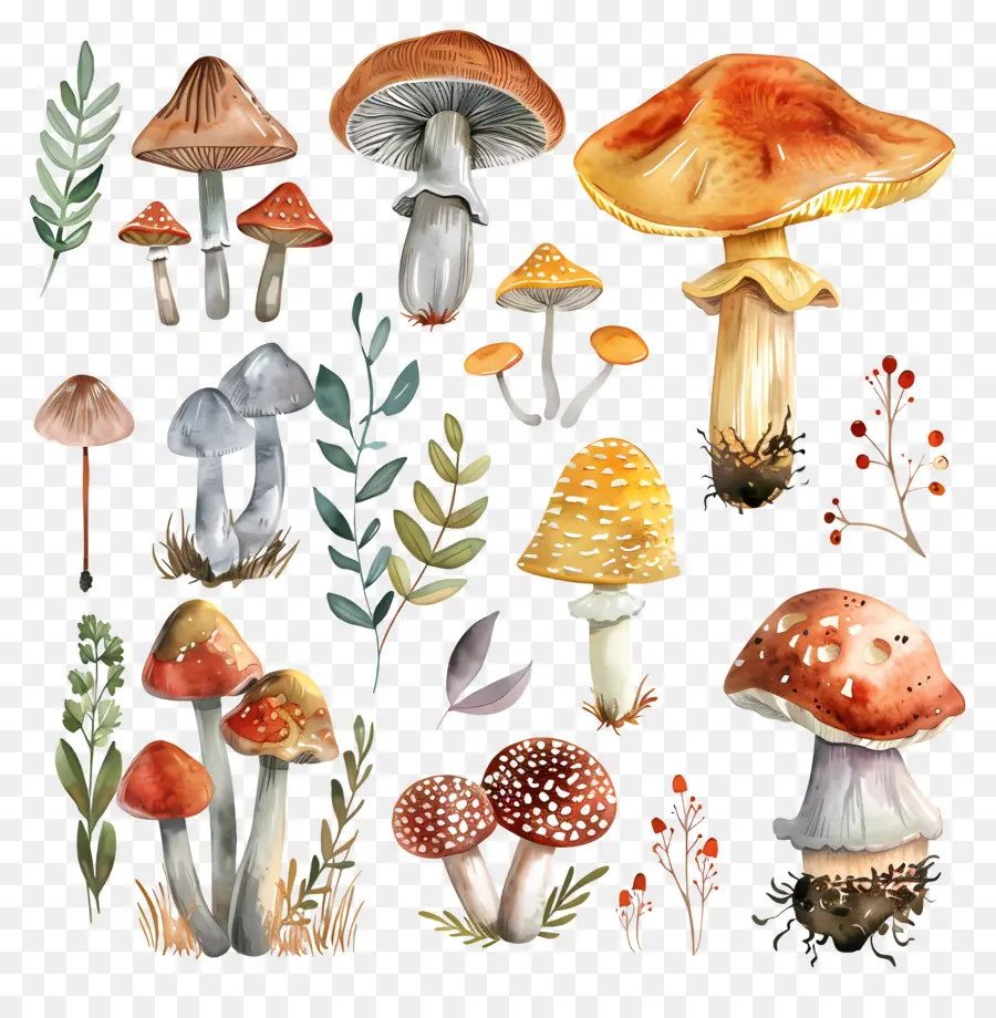 Champignons，Peintures D'aquarelle PNG