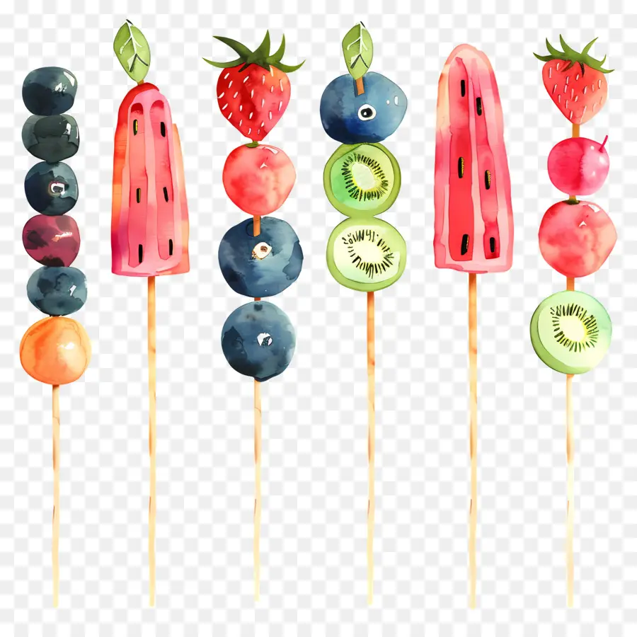 Brochettes De Fruits，La Pastèque PNG