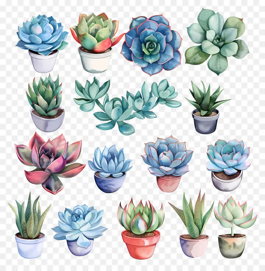 Plantes Succulentes，Pots PNG