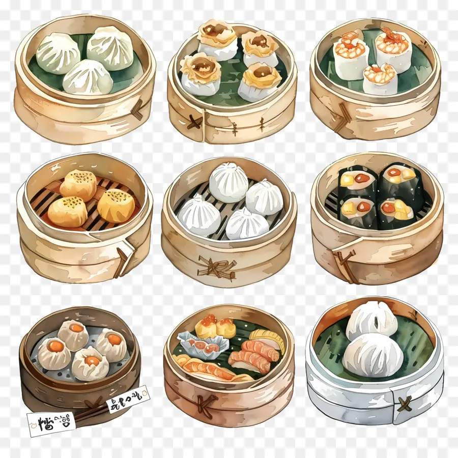 Dim Sum，Paniers à Vapeur PNG