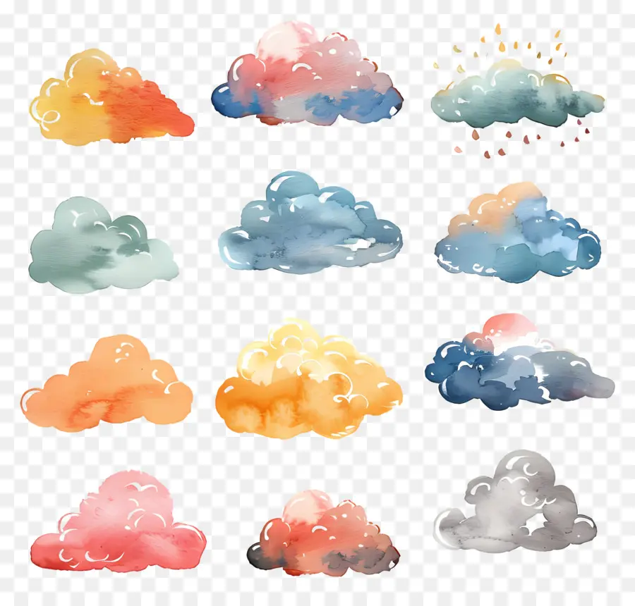 Nuage，Aquarelle Nuages PNG