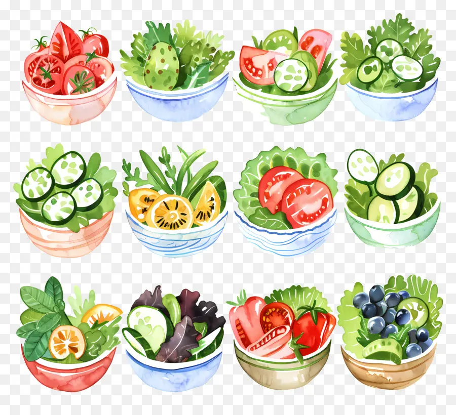 Salades，Peinture à L'aquarelle PNG