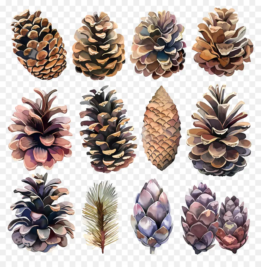 Pomme De Pin，Des Illustrations à L'aquarelle PNG