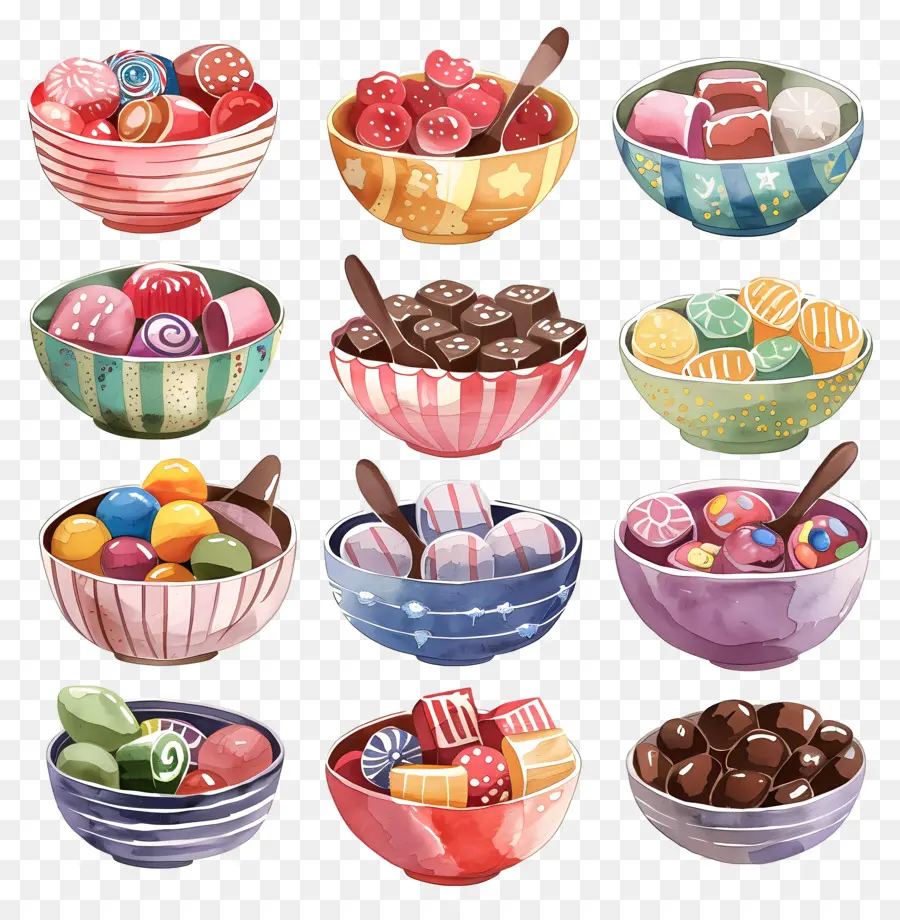 Bol Bonbons，Illustration Aquarelle PNG