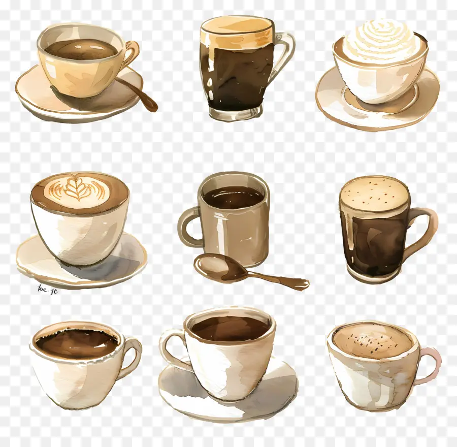 Café，Peinture à L'aquarelle PNG