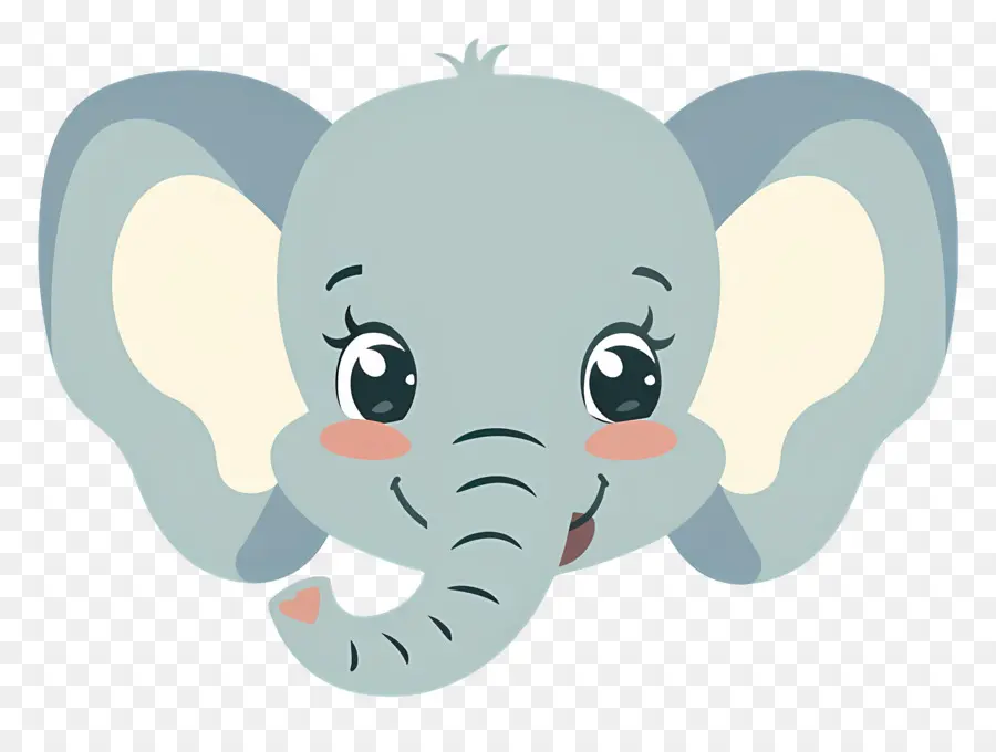 Visage D'éléphant Mignon，éléphant De Dessin Animé PNG