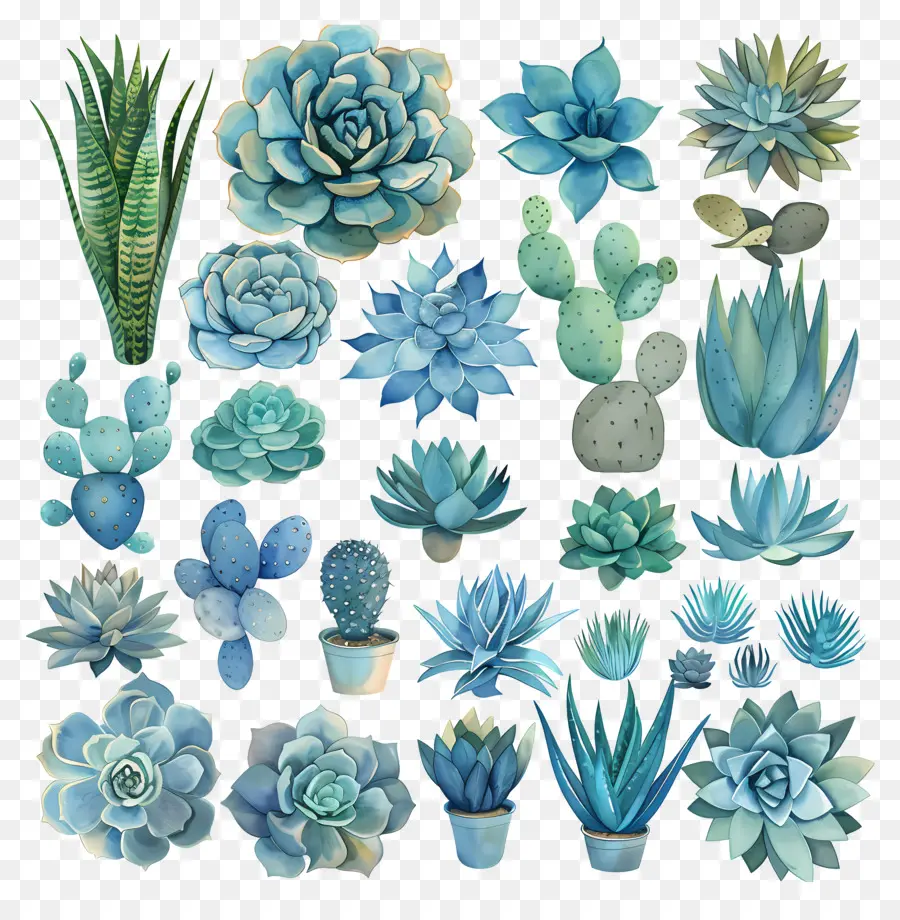 Les Plantes Succulentes，Plantes Succulentes Bleues PNG