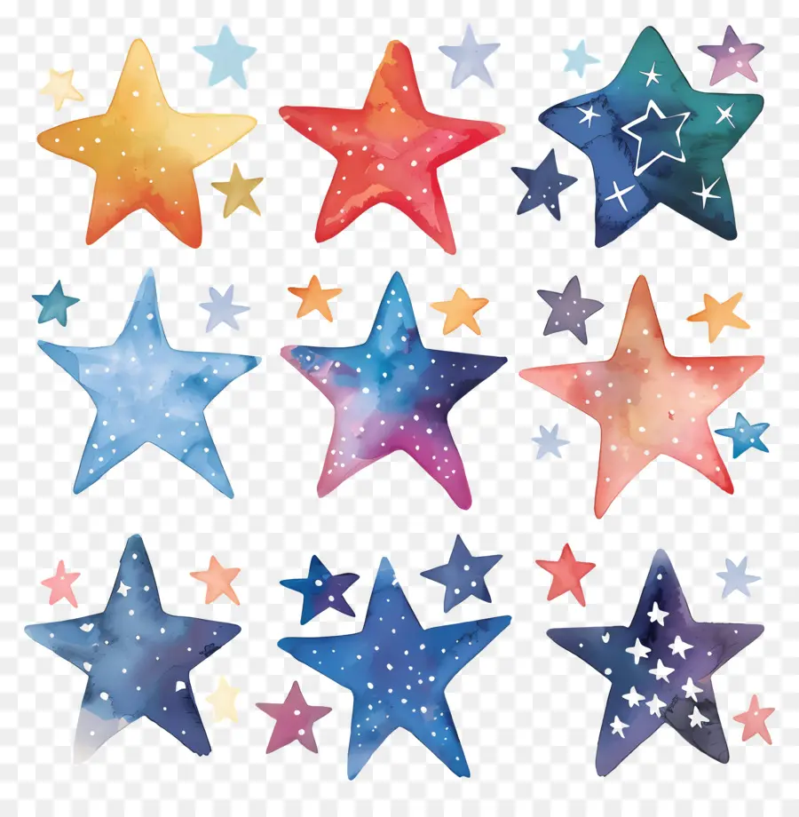 Les étoiles，Peintures D'aquarelle PNG