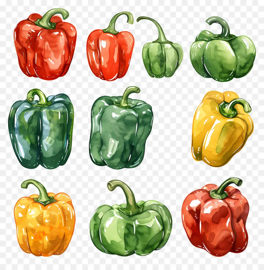 Poivrons，Peintures D'aquarelle PNG