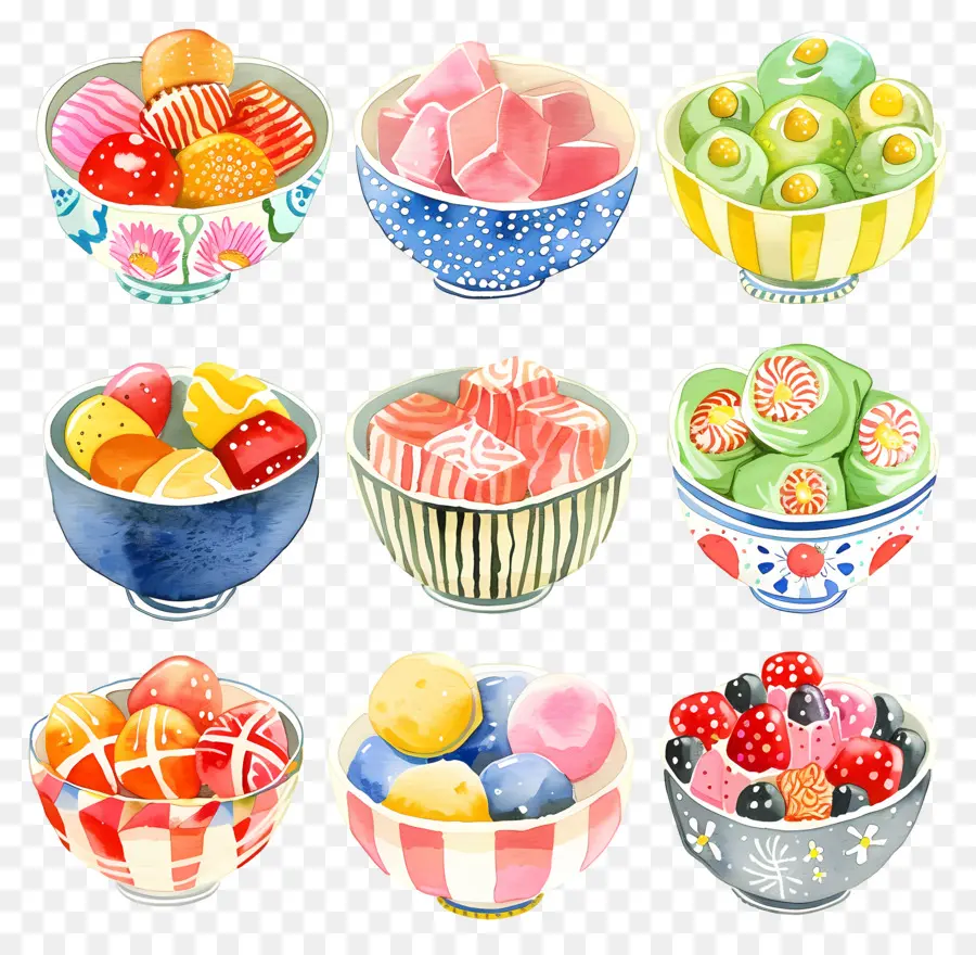 Bol Bonbons，Des Illustrations à L'aquarelle PNG