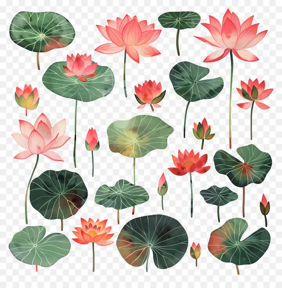 Lotus，Peinture à L'aquarelle PNG