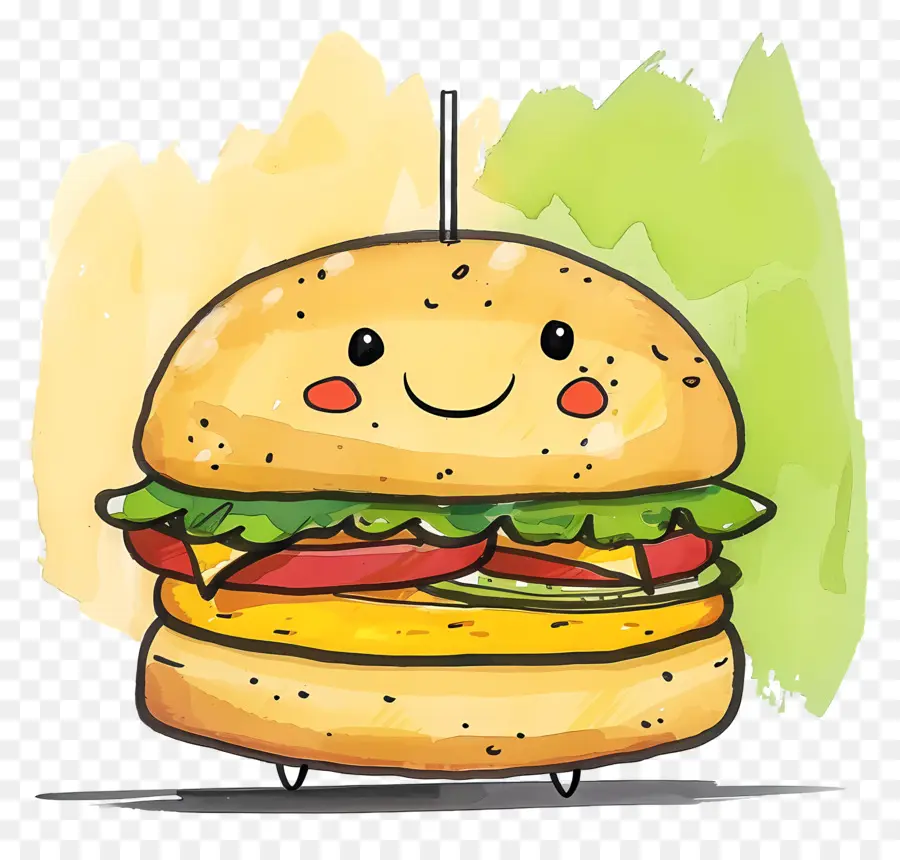 Dessin Animé Hamburger，Burger Heureux PNG