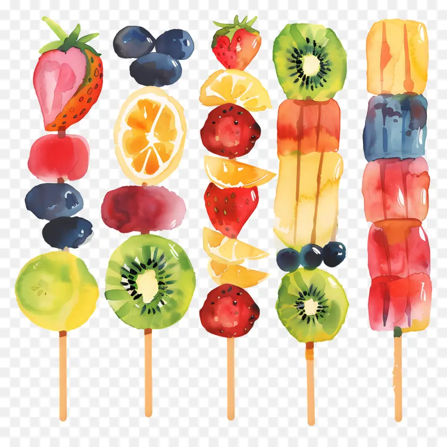 Brochettes De Fruits，Plateau De Fruits De PNG