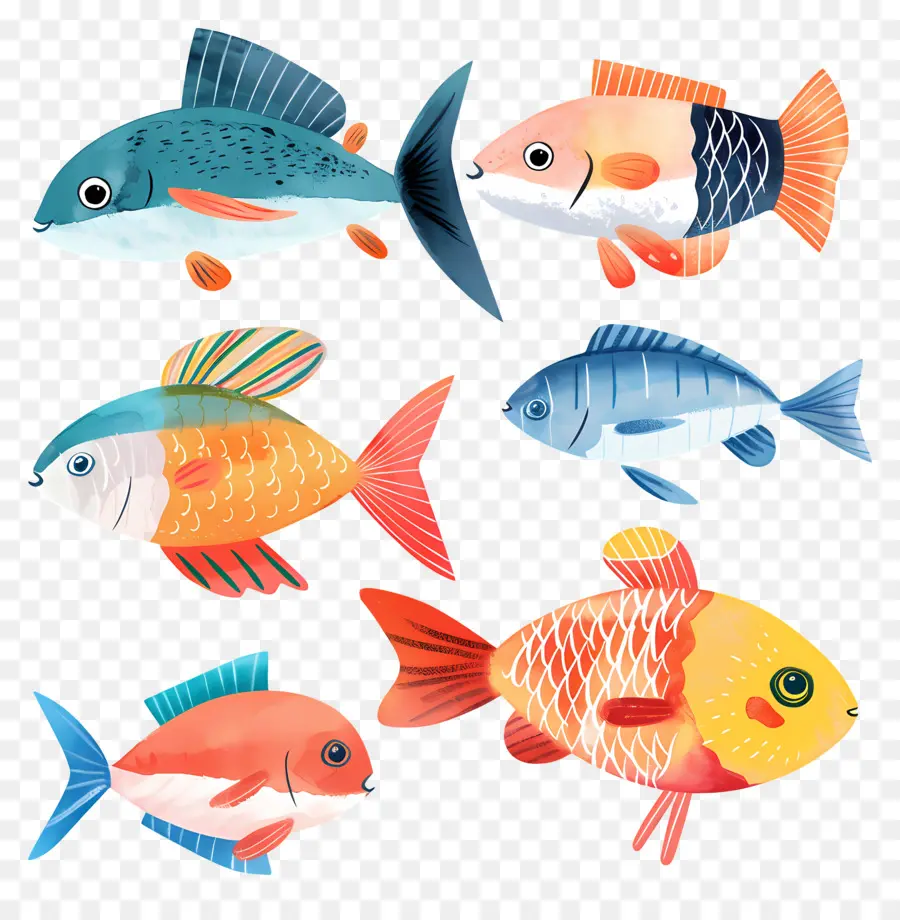 Les Poissons，Poissons Colorés PNG