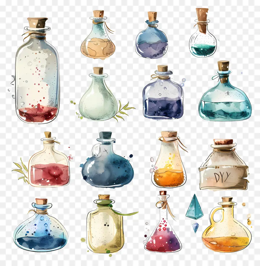 La Potion Magique，Peintures D'aquarelle PNG