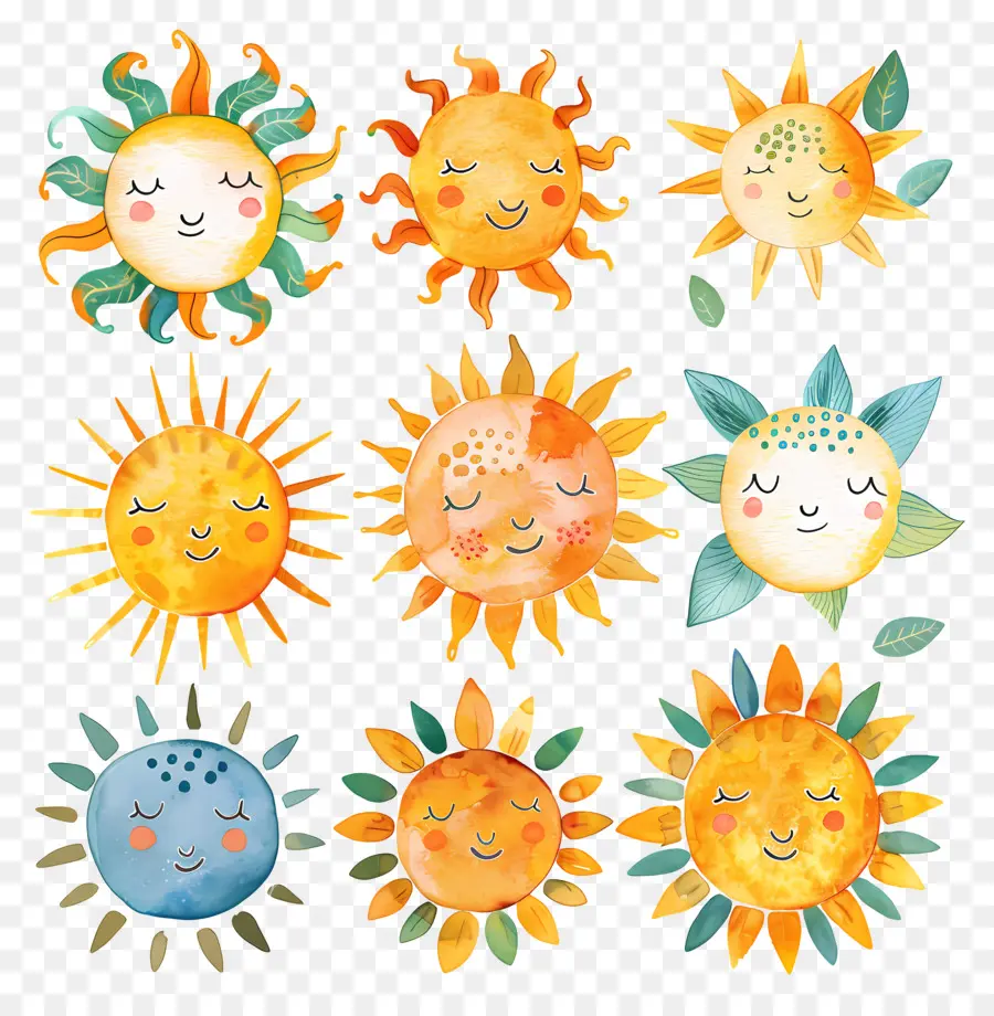 Soleil，Des Illustrations à L'aquarelle PNG