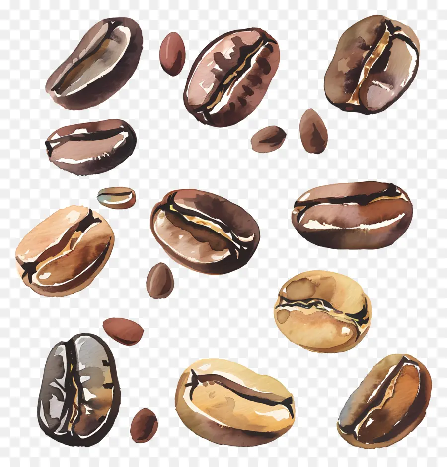 Les Grains De Café，Peintures D'aquarelle PNG