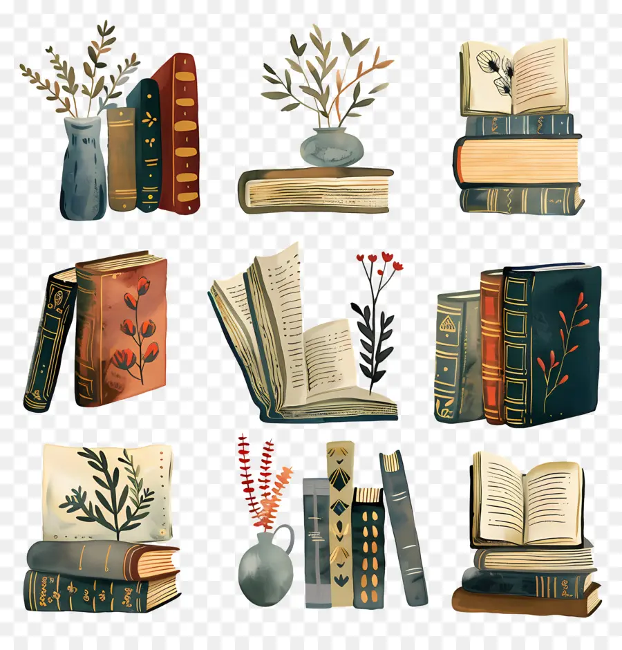 Livres，Fleurs PNG