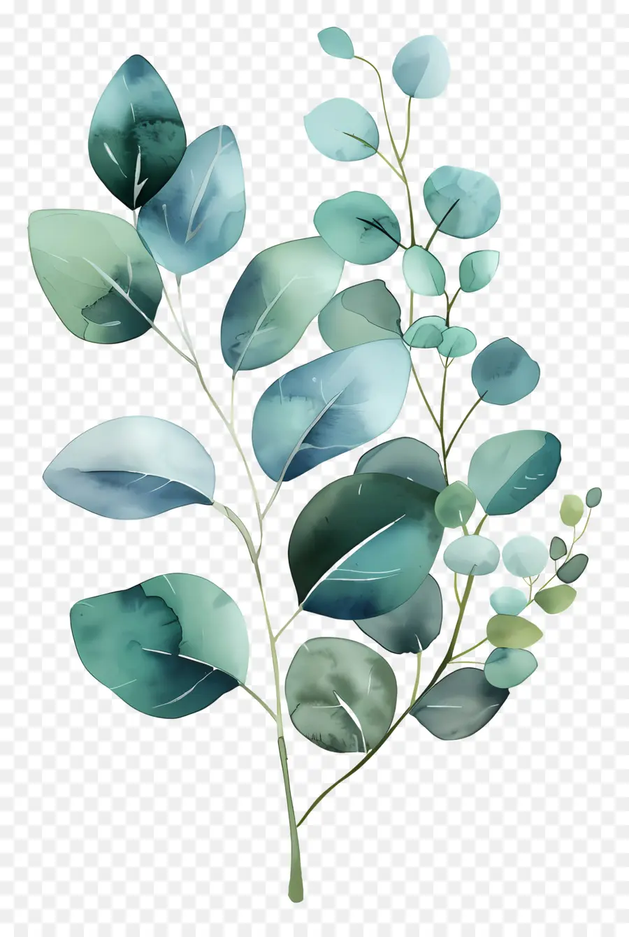 Branche D'eucalyptus，Peinture à L'aquarelle PNG