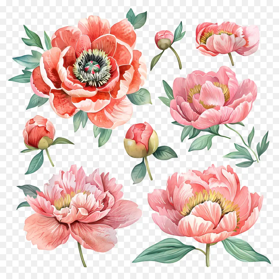 Fleurs De Pivoine，Rose Pivoine PNG