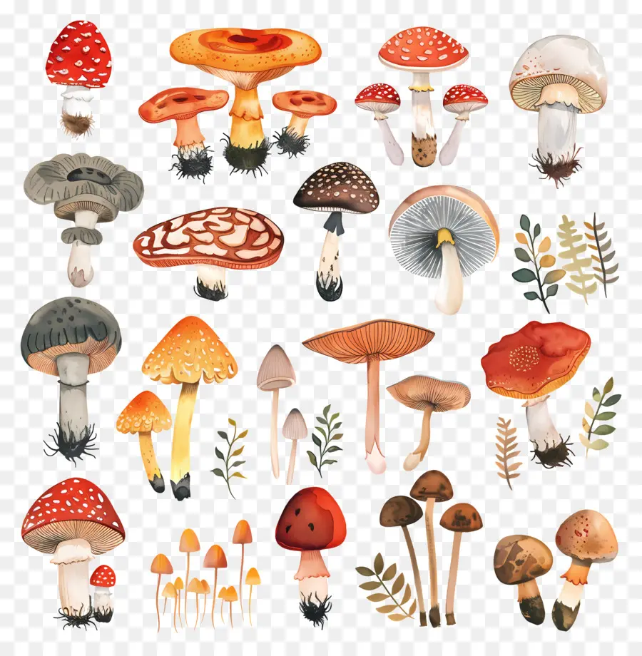 Champignons，Aquarelle Champignons PNG