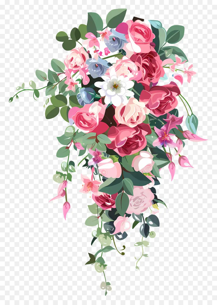 Bouquet De Mariée En Cascade，Bouquet De Fleurs PNG